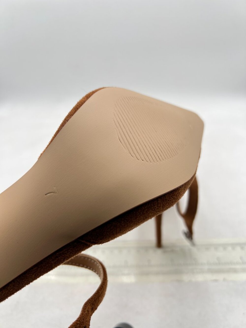 FSJ Brown Vegan Suede Stiletto Heels Pointed Toe Ankle Strap Pumps - Picture 6 of 8